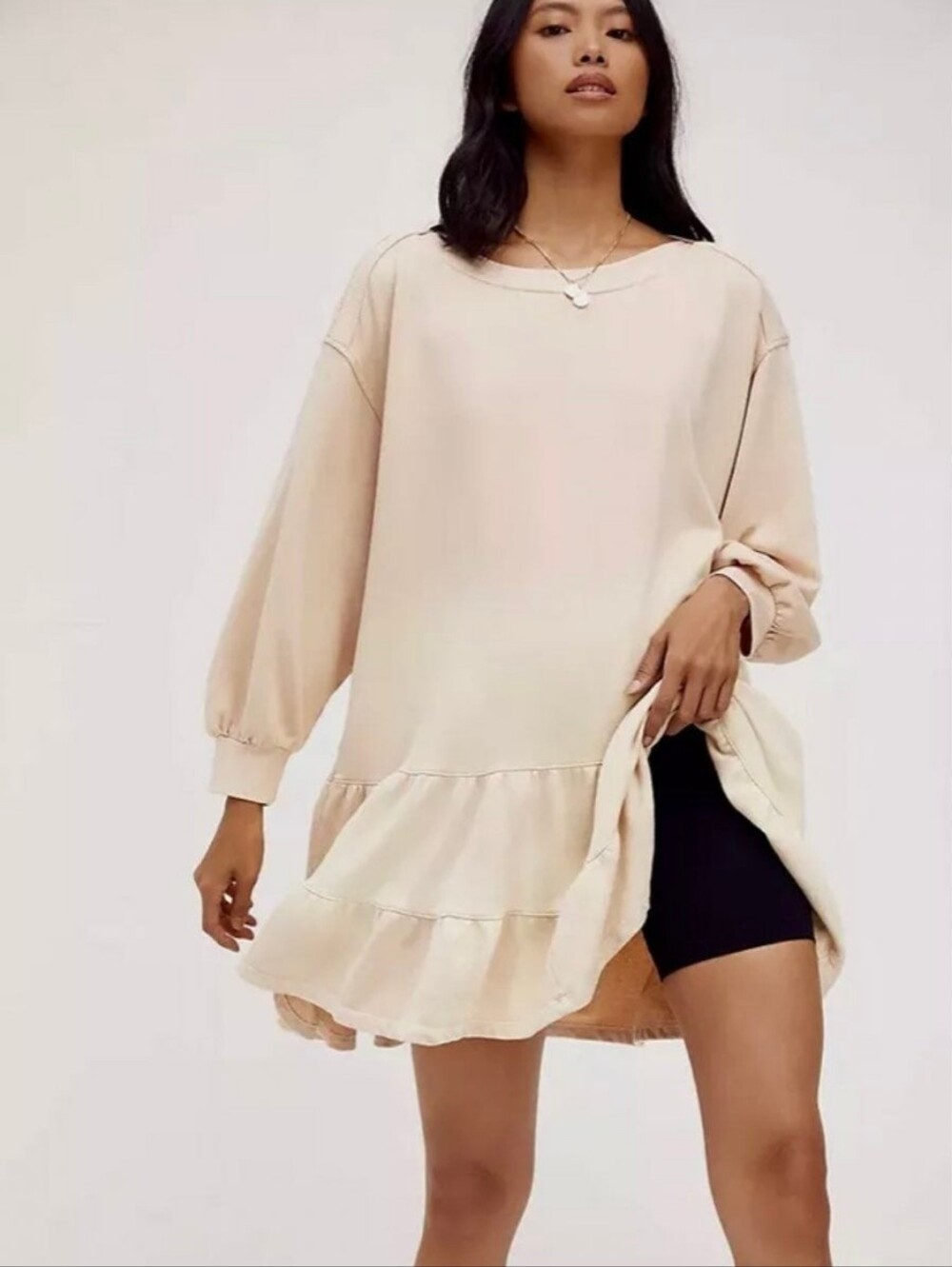 Free People X We The Free Ruffle Sweatshirt Dress Ombre Size Small